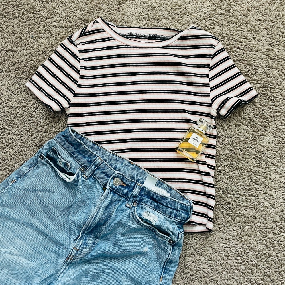h&m striped pink top 🍓